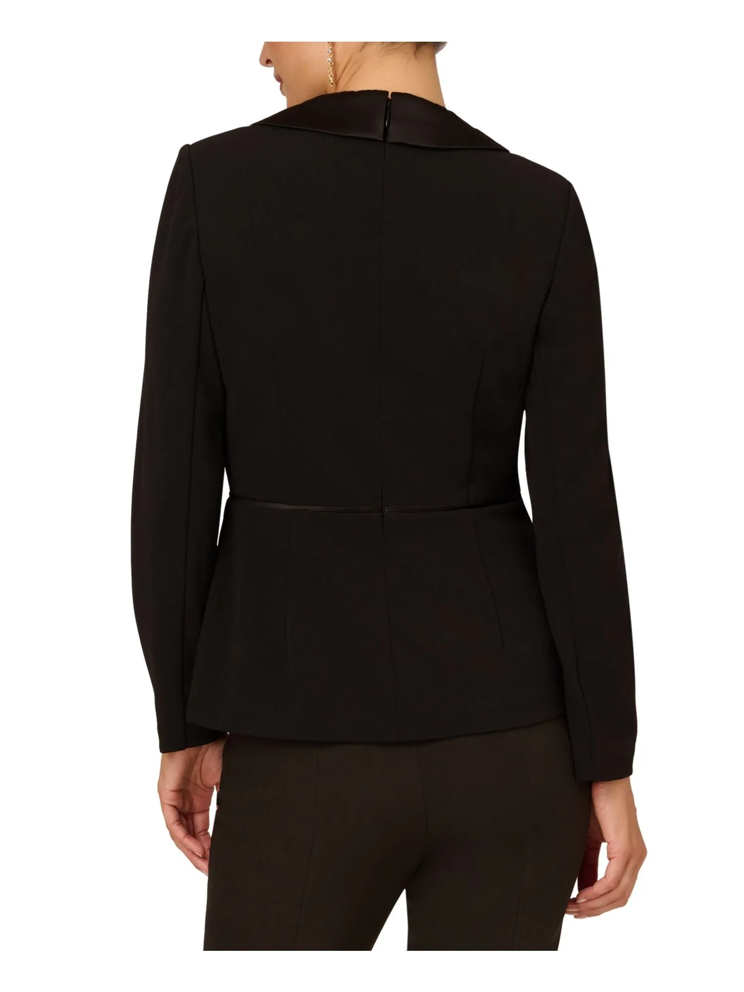 ADRIANNA PAPELL Womens Black Zippered Lined Double Breasted Long Sleeve Collared Wear To Work Blouse