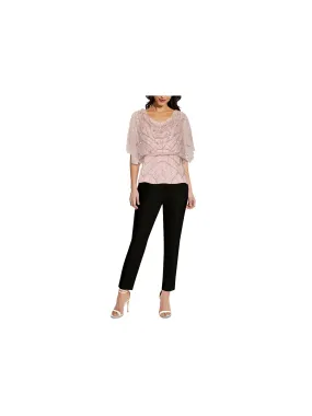 ADRIANNA PAPELL Womens Zippered Flutter Sleeve Cowl Neck Party Top