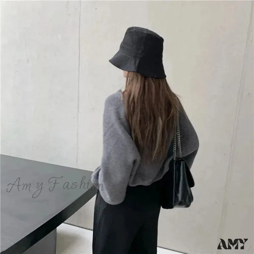 Amy Fashion - Female Solid Casual Chic Short Knitted Cardigans