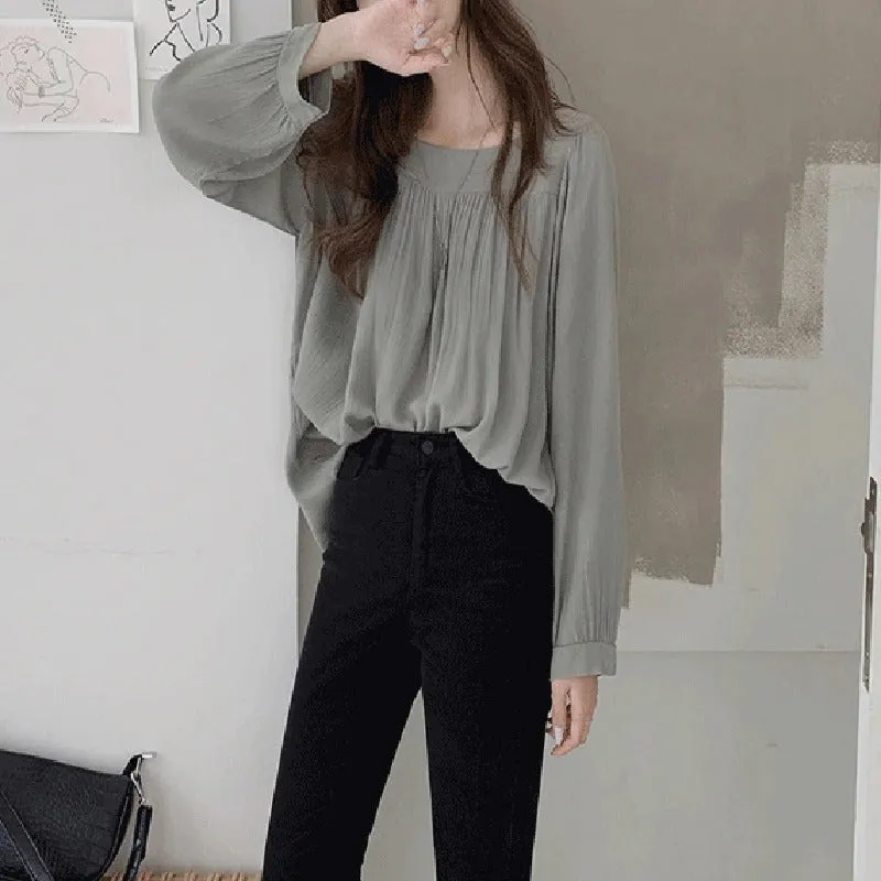 Arabella - Elegant Square Neck Long-Sleeve Shirt for Women