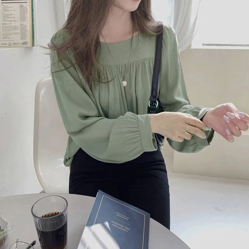 Arabella - Elegant Square Neck Long-Sleeve Shirt for Women