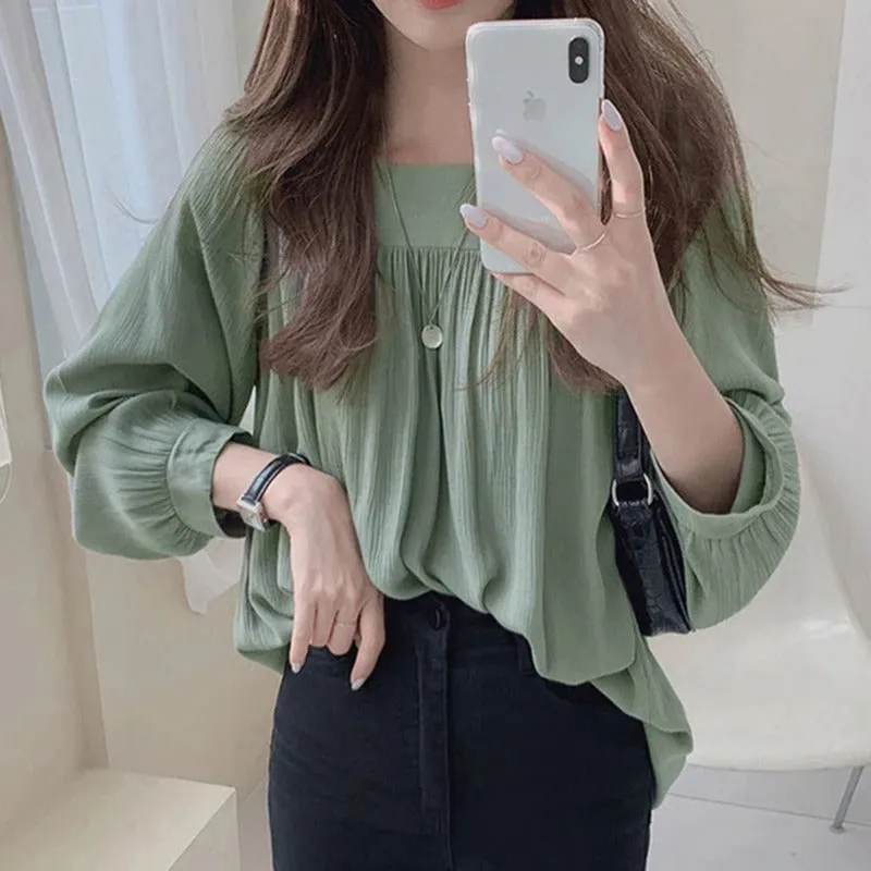 Arabella - Elegant Square Neck Long-Sleeve Shirt for Women