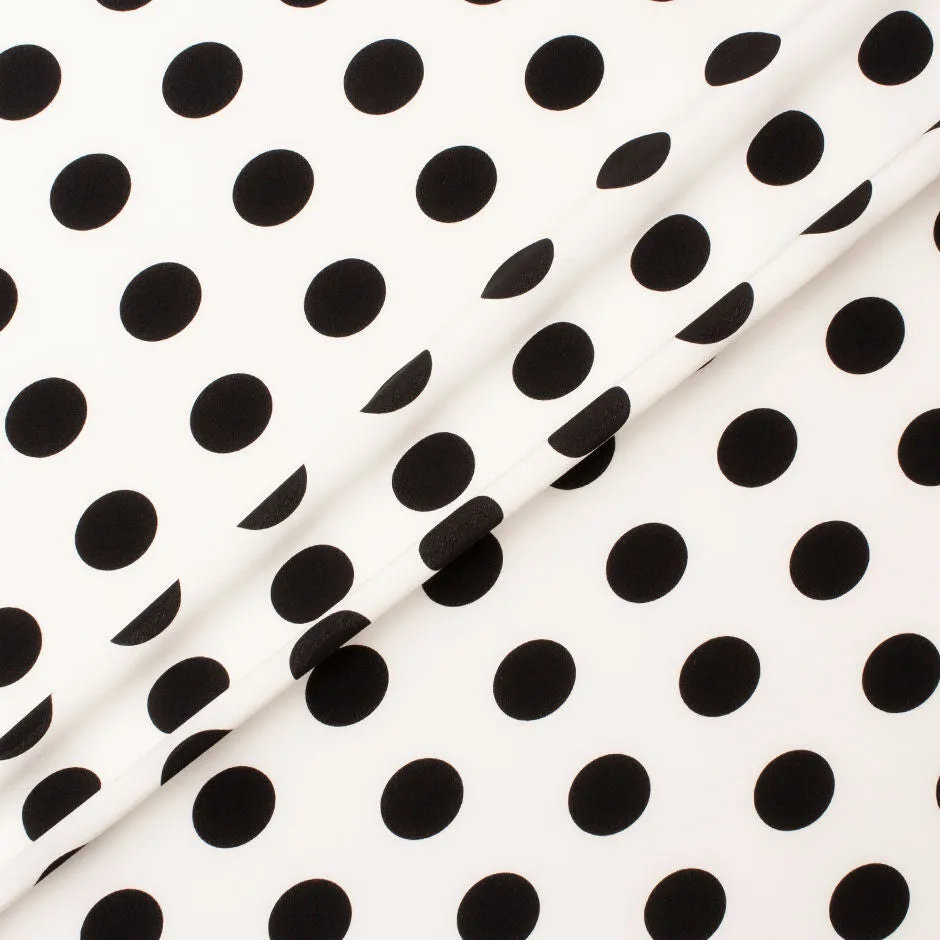 Black Spotted White Pure Silk Crêpe de Chine (A 2.25m Piece)