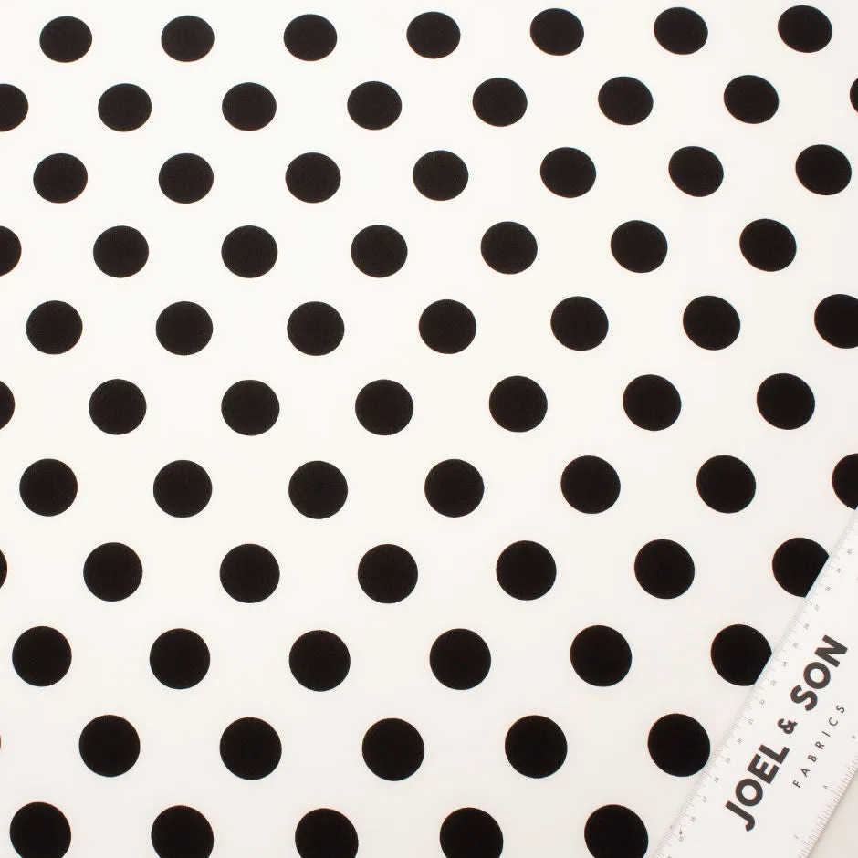 Black Spotted White Pure Silk Crêpe de Chine (A 2.25m Piece)