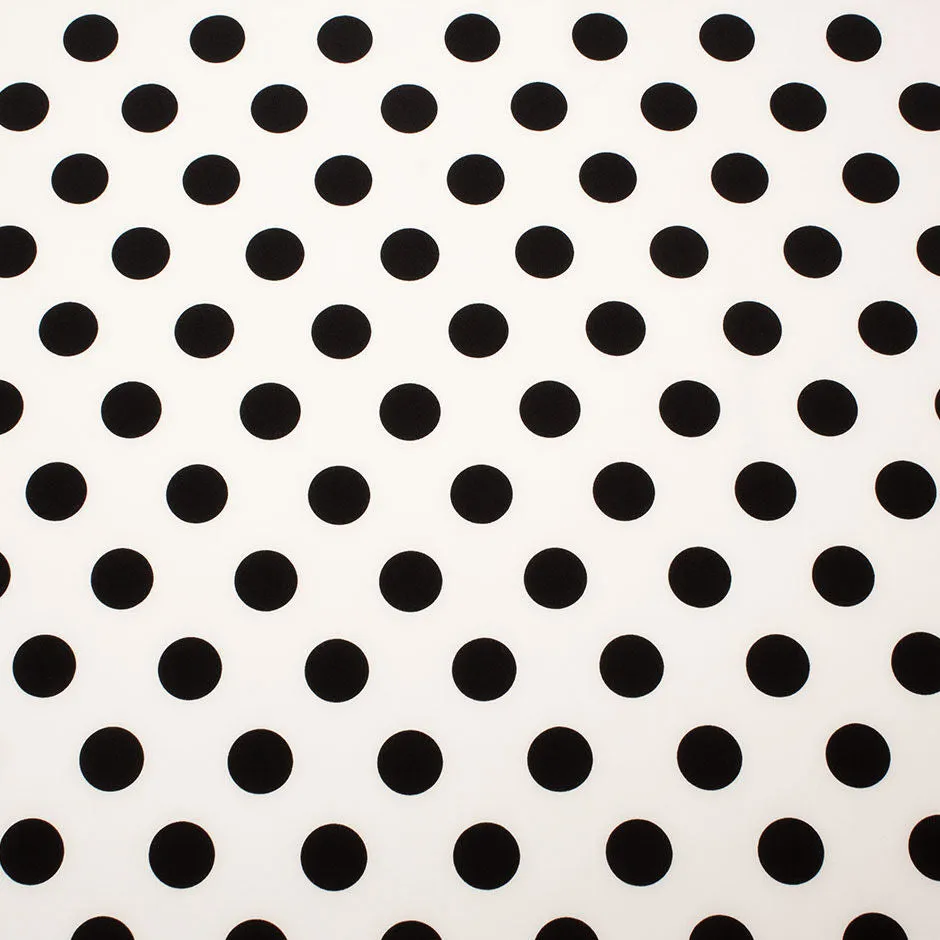 Black Spotted White Pure Silk Crêpe de Chine (A 2.25m Piece)