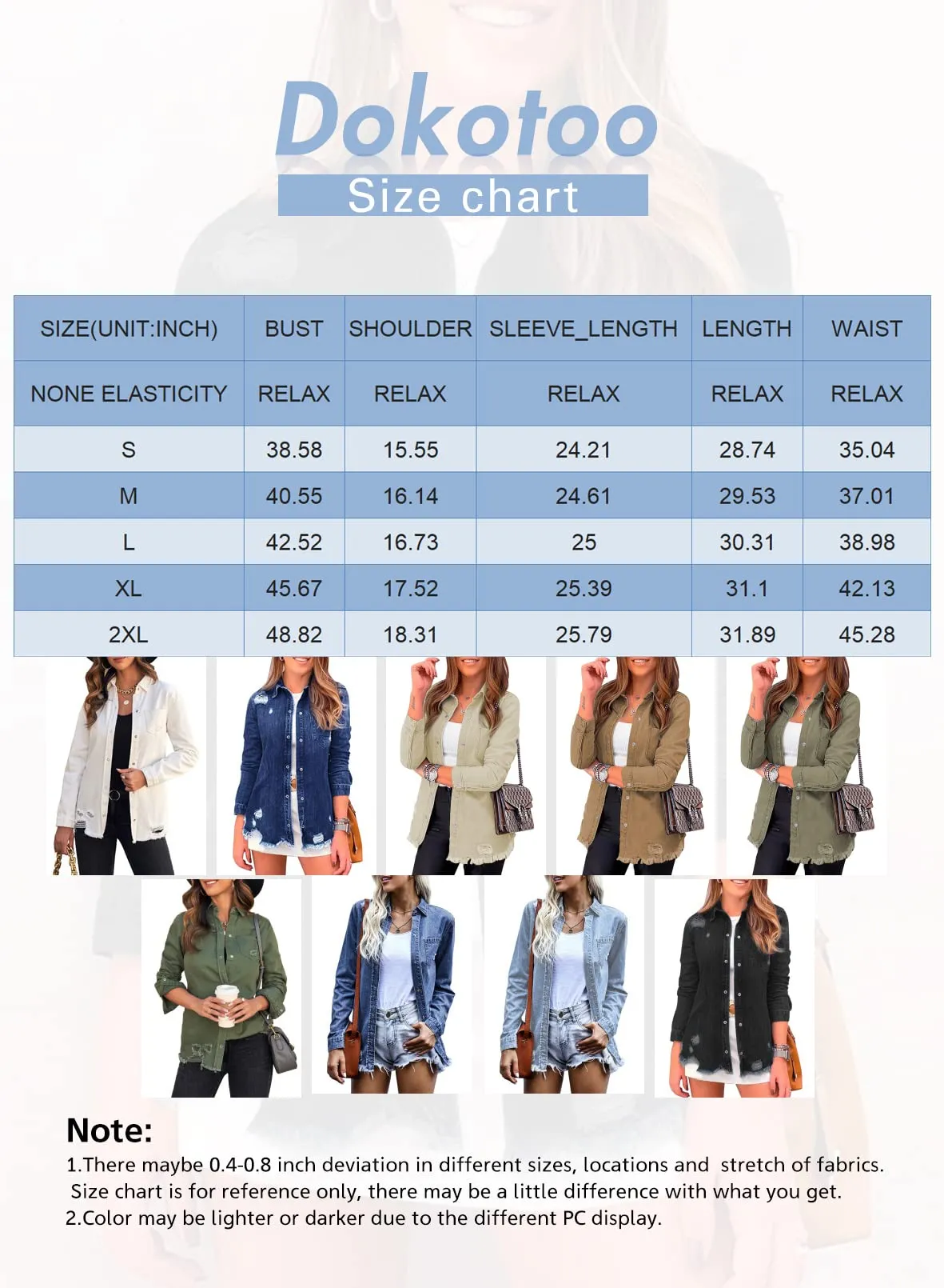 Black Women's Oversized Denim Jacket Casual Long Boyfriend Distresse Jean Jacket Autumn Spring - Dokotoo