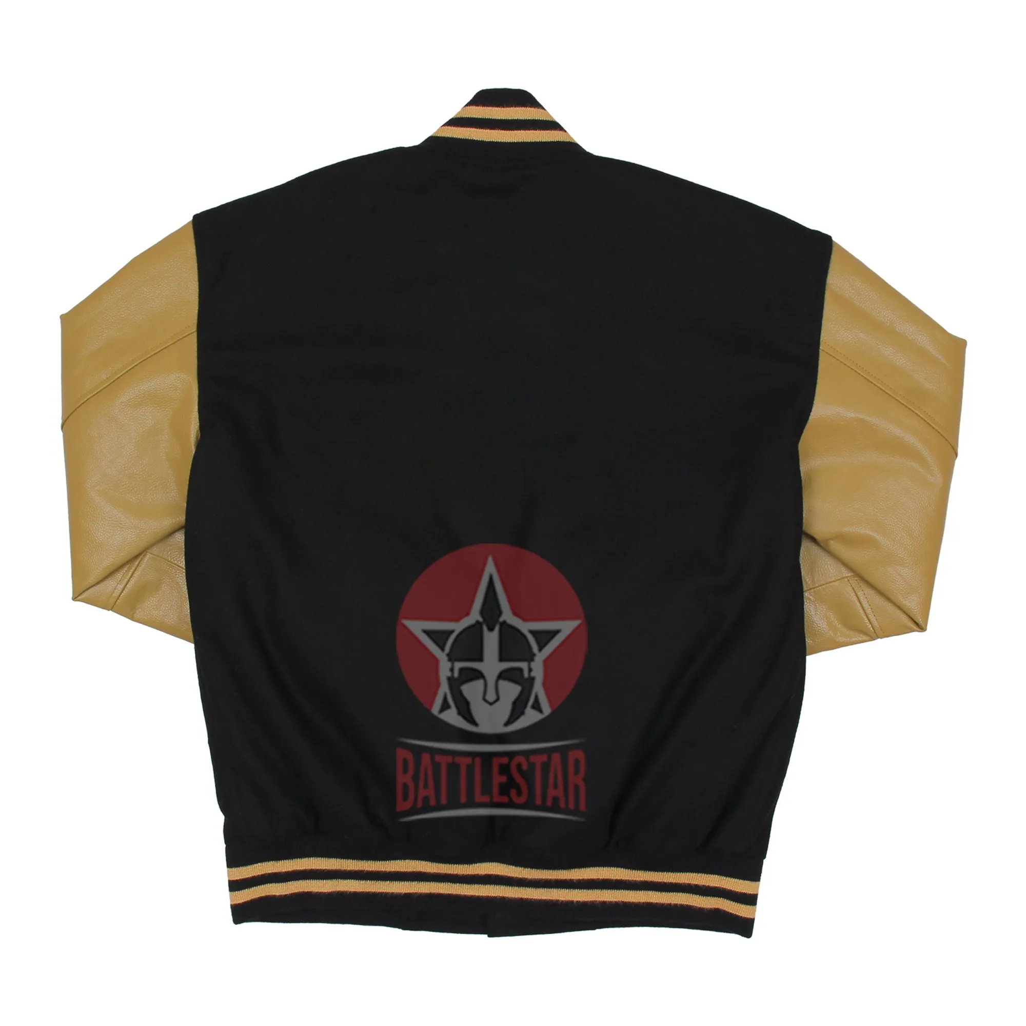 Black Wool Tan Leather Varsity Baseball Classic Jacket