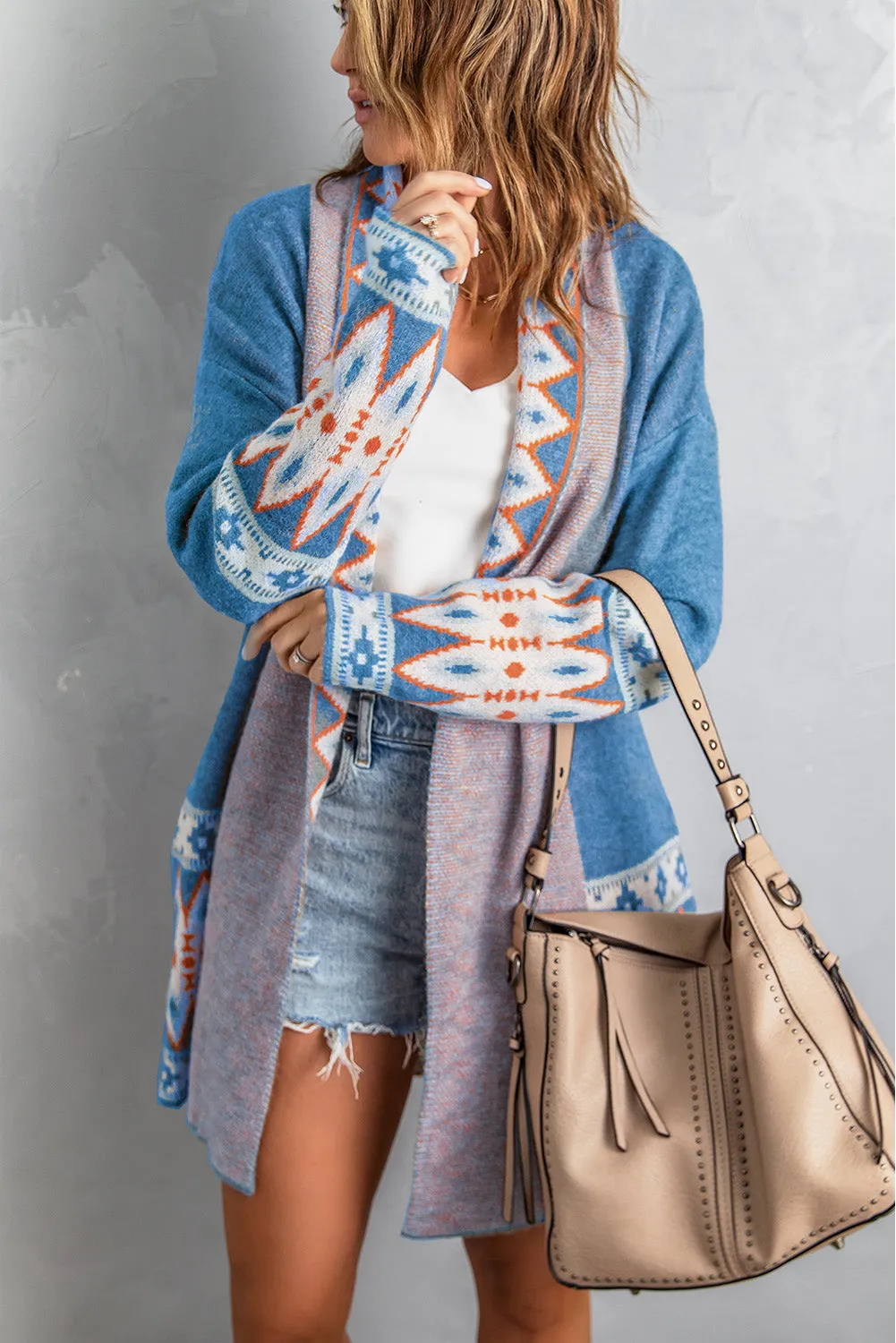 Blue Aztec Print Cardigan