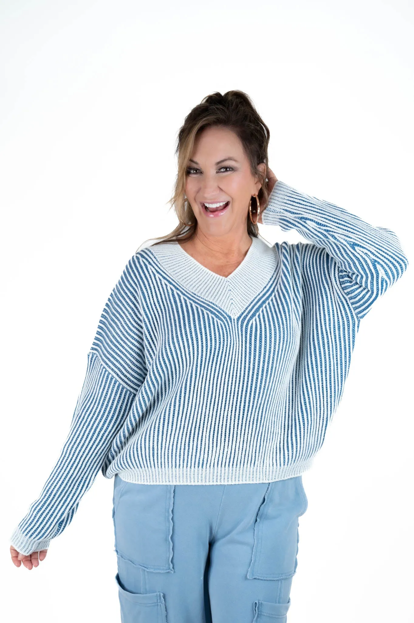 Blue Striped Cozy Sweater