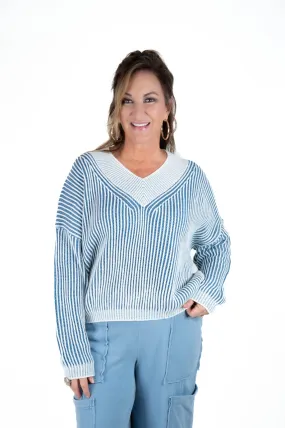 Blue Striped Cozy Sweater