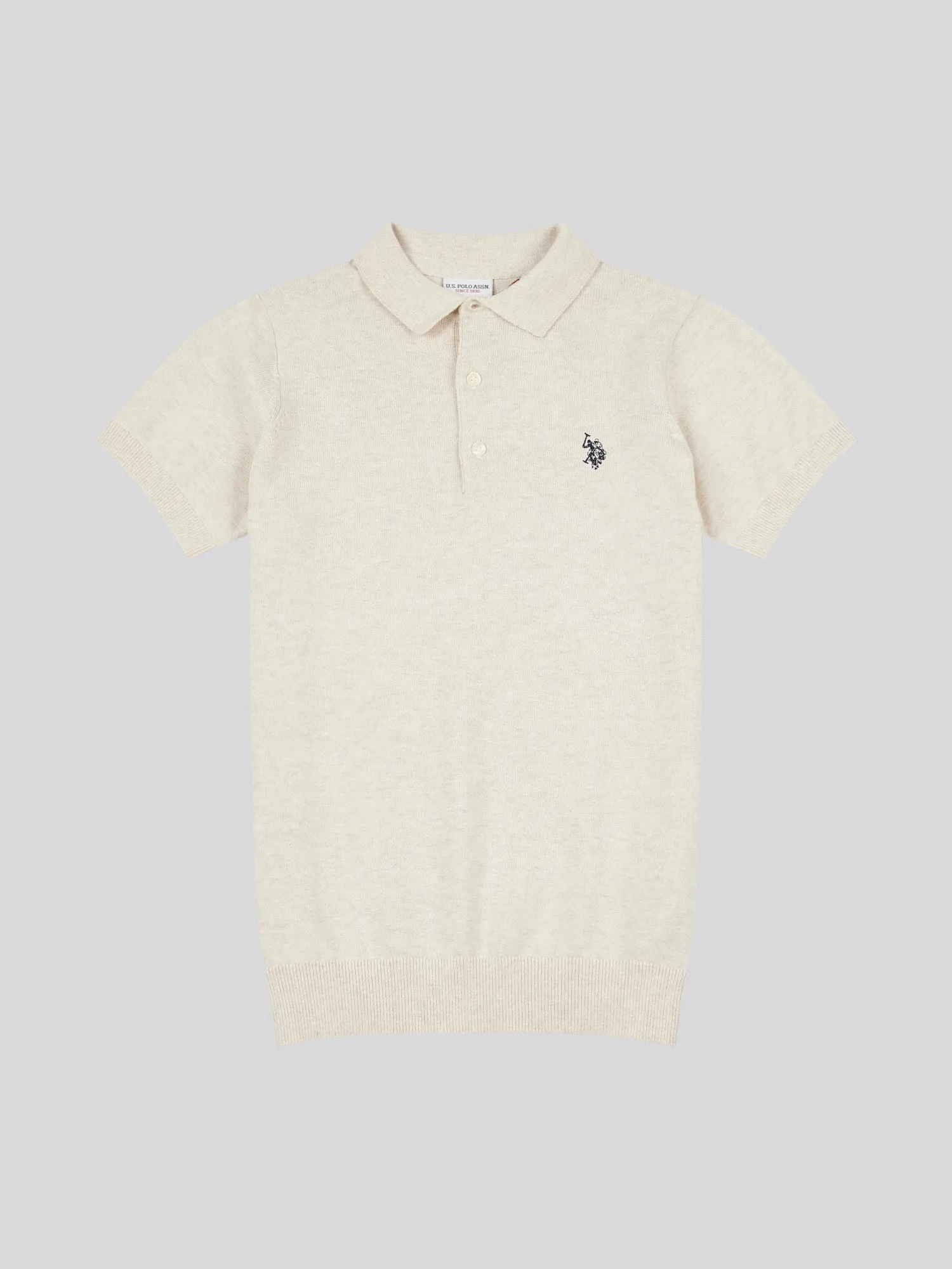 Boys Combed Cotton Polo Shirt in Birch Marl