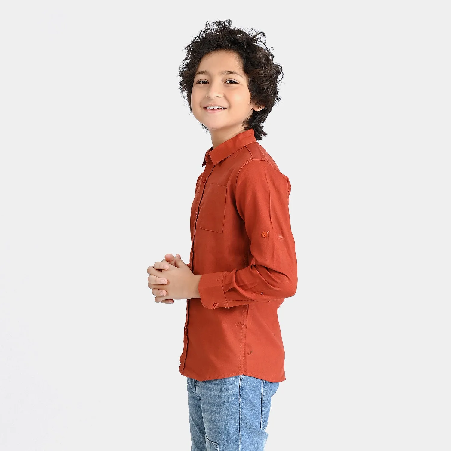 Boys Cotton Casual Shirt F/S Hero-Red