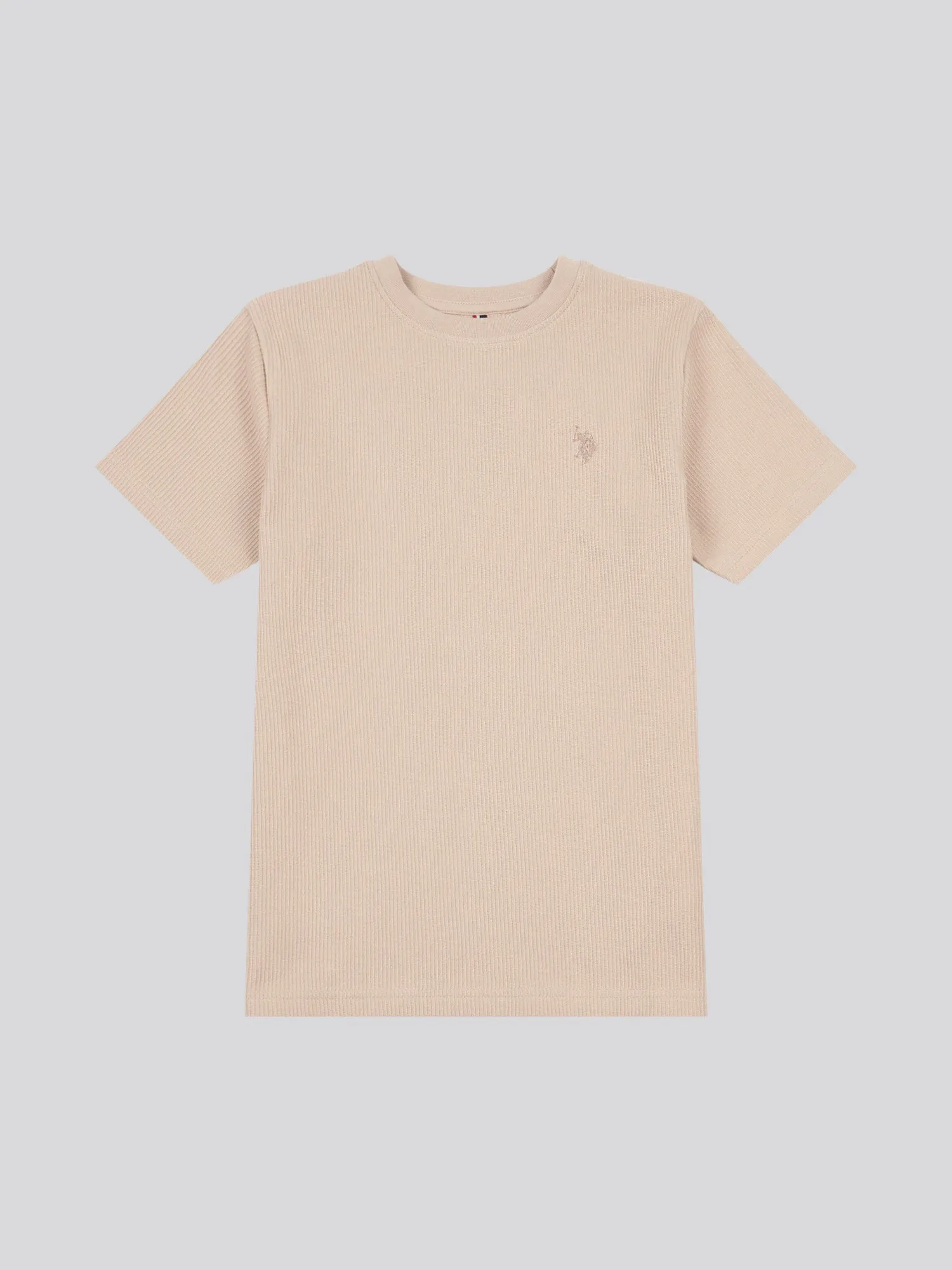 Boys Vertical Texture  T-Shirt in Doeskin