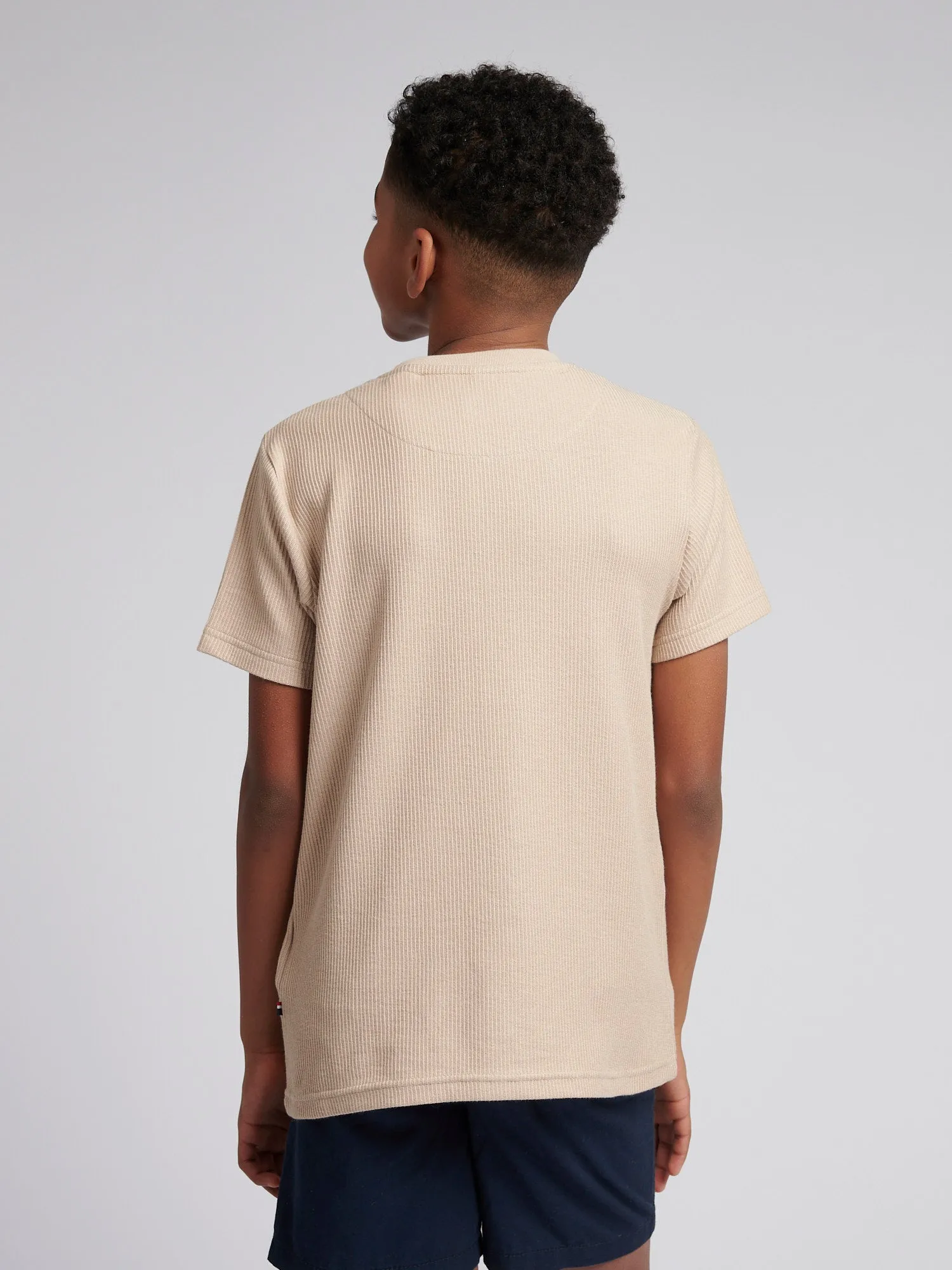 Boys Vertical Texture  T-Shirt in Doeskin