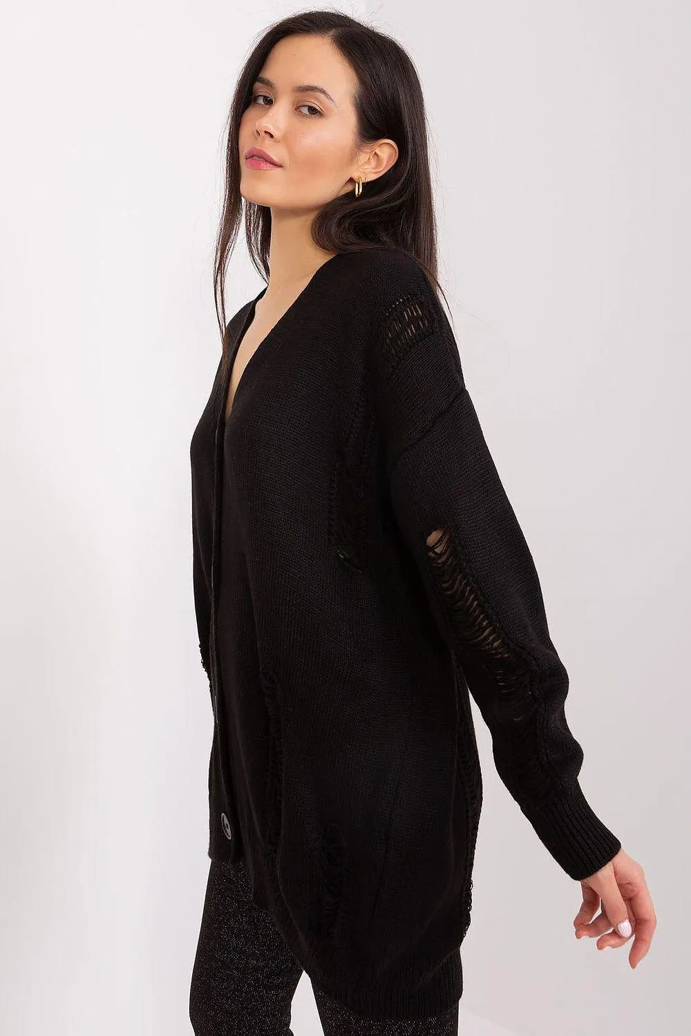 Chic Adjustable Knit Cardigan with Heart-Shaped Neckline