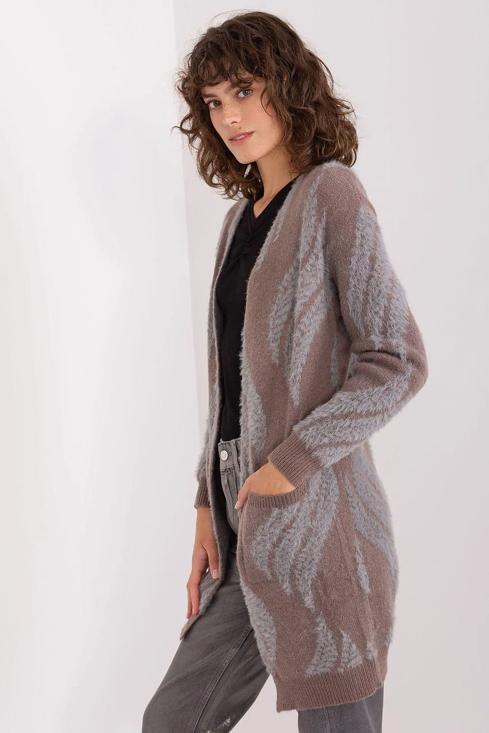 Chic Variegated Long Cardigan with Handy Slip Pockets