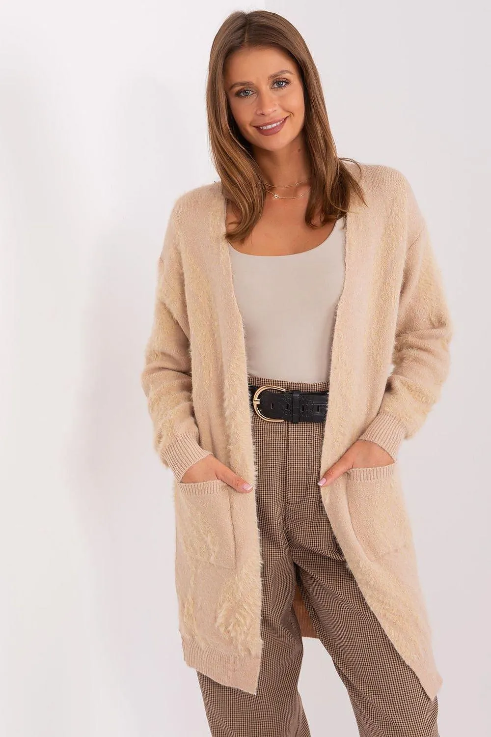 Chic Variegated Long Cardigan with Handy Slip Pockets