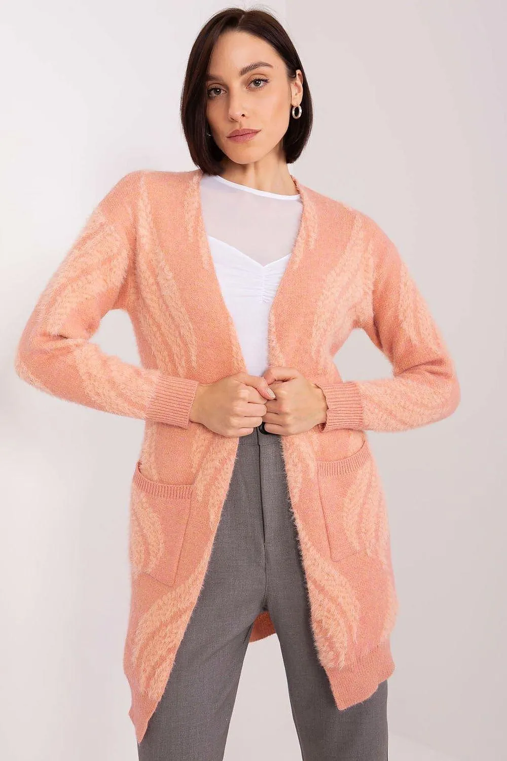 Chic Variegated Long Cardigan with Handy Slip Pockets