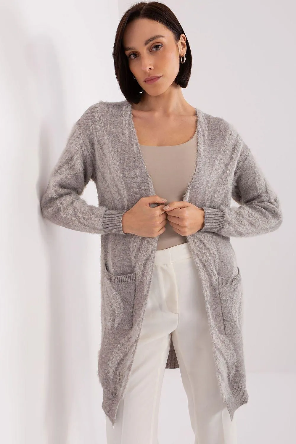 Chic Variegated Long Cardigan with Handy Slip Pockets