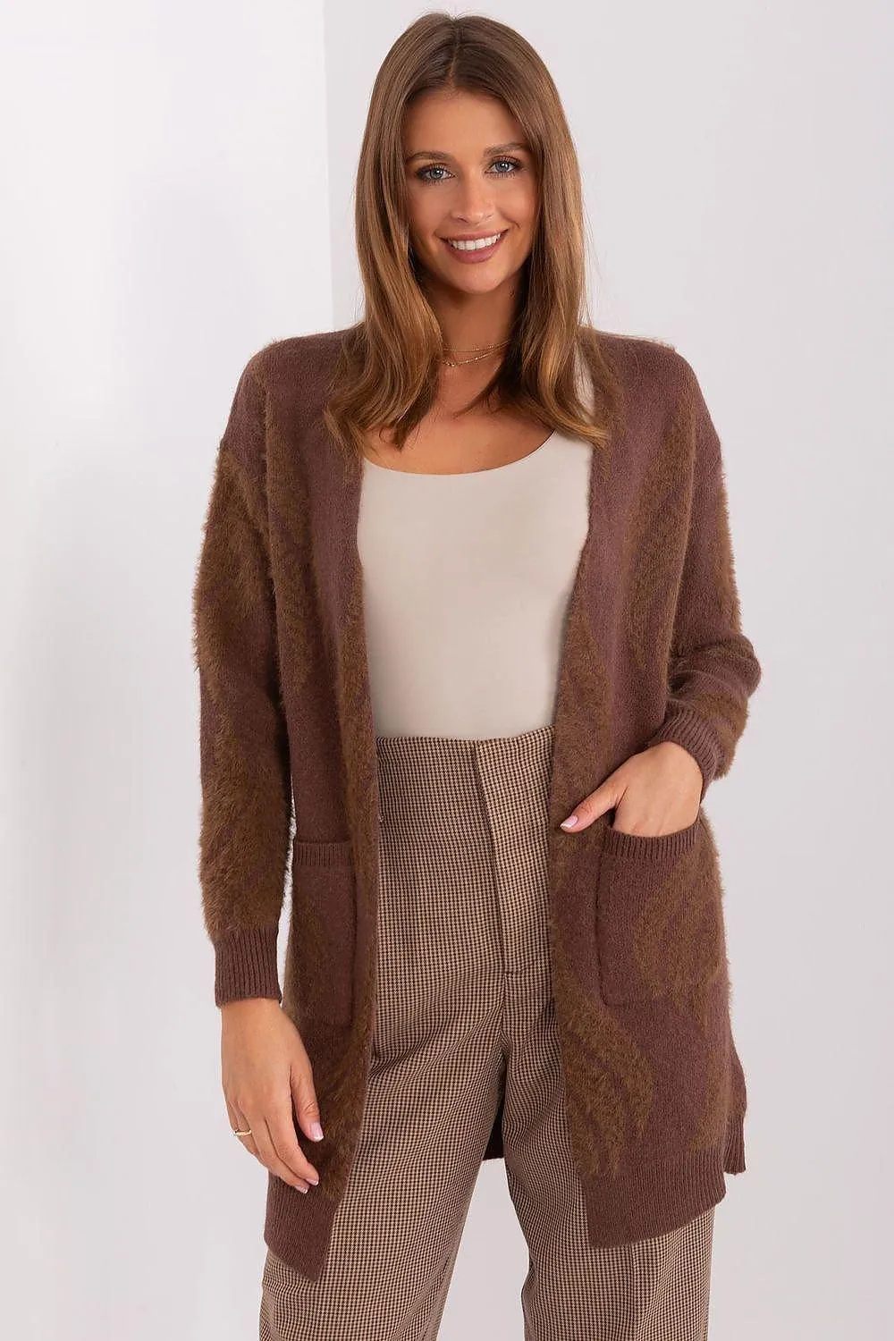 Chic Variegated Long Cardigan with Handy Slip Pockets