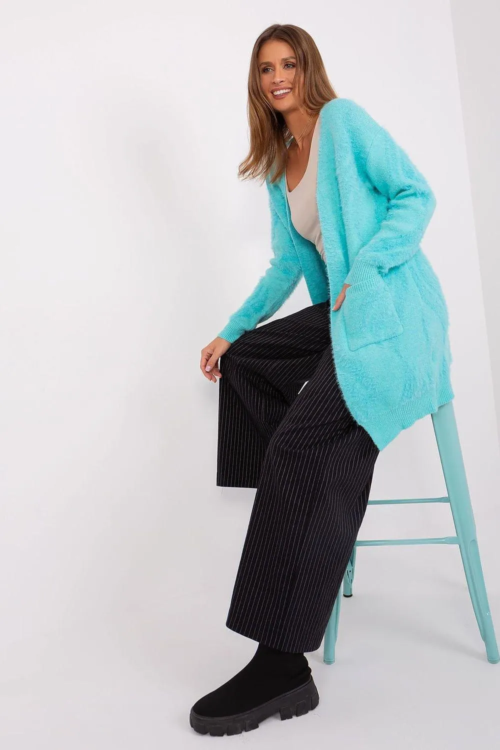 Chic Variegated Long Cardigan with Handy Slip Pockets