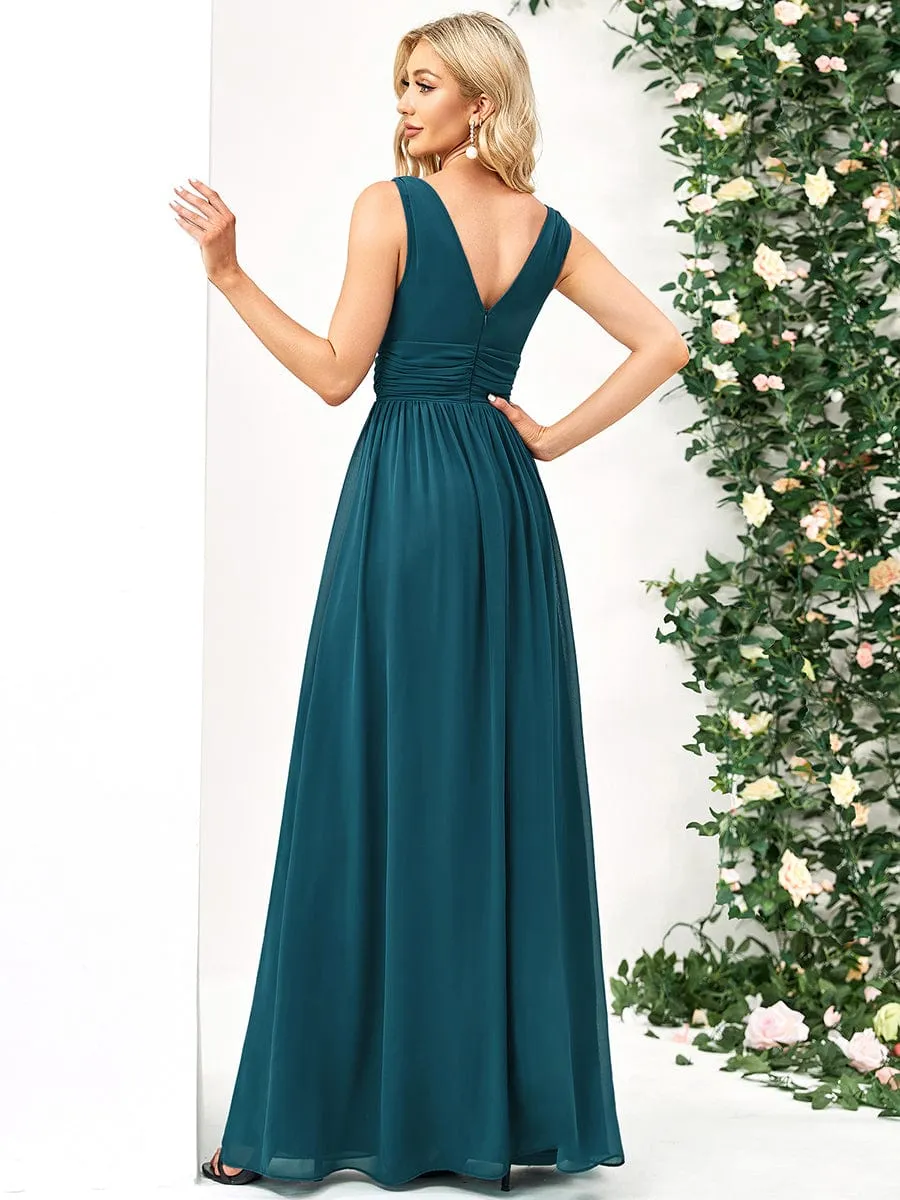 Chiffon Empire Waist Sleeveless Pleated Bridesmaid Dress