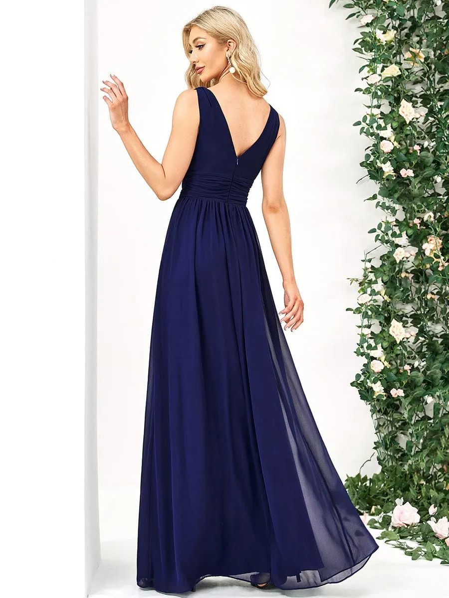 Chiffon Empire Waist Sleeveless Pleated Bridesmaid Dress