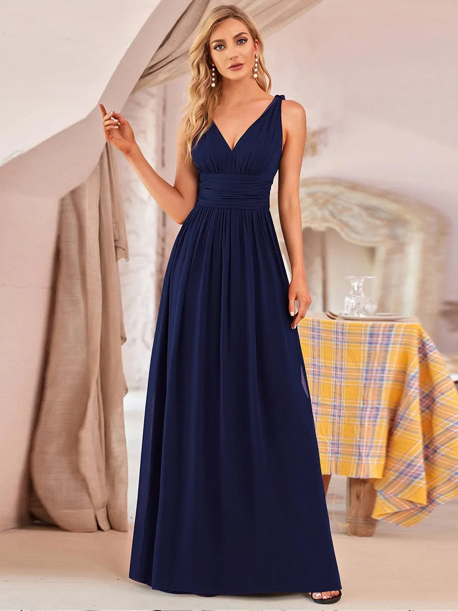 Chiffon Empire Waist Sleeveless Pleated Bridesmaid Dress