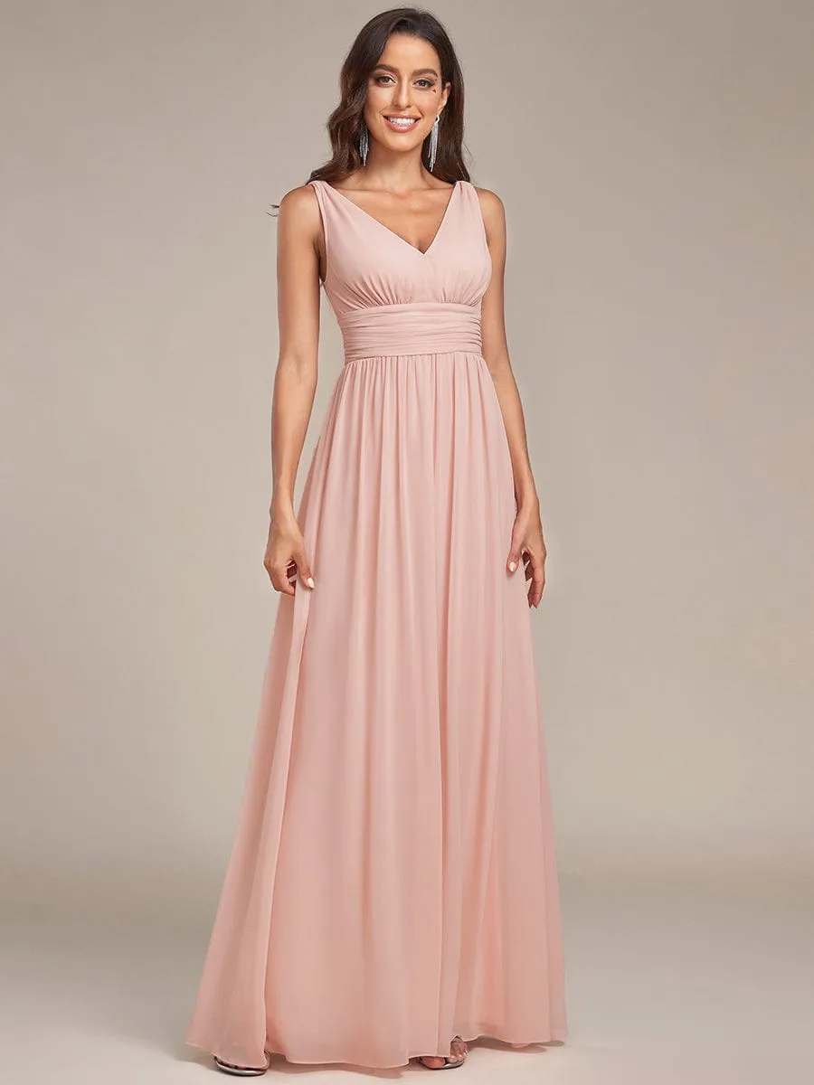 Chiffon Empire Waist Sleeveless Pleated Bridesmaid Dress