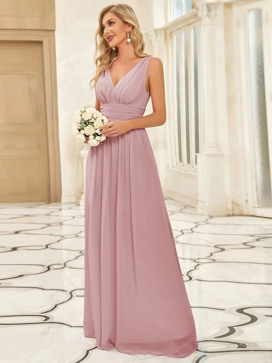 Chiffon Empire Waist Sleeveless Pleated Bridesmaid Dress