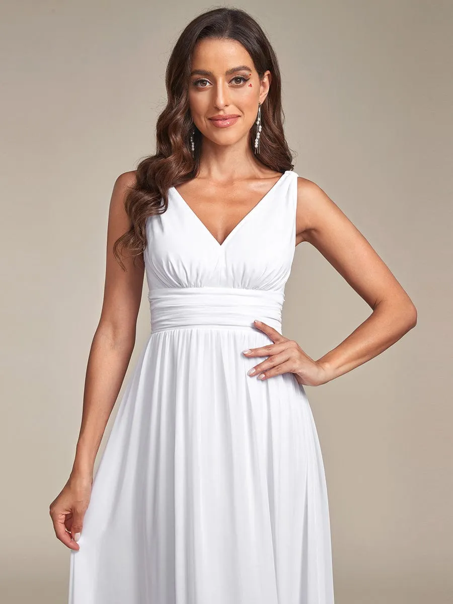 Chiffon Empire Waist Sleeveless Pleated Bridesmaid Dress