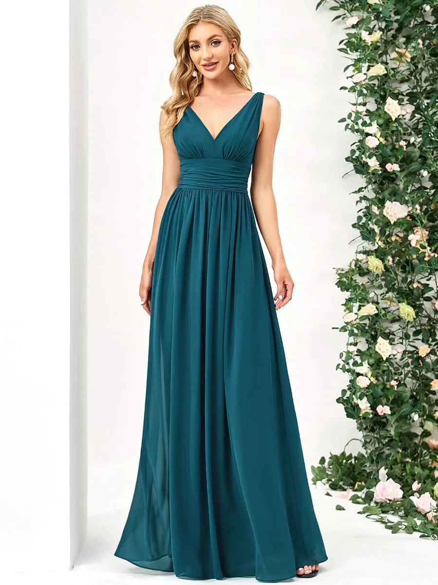 Chiffon Empire Waist Sleeveless Pleated Bridesmaid Dress