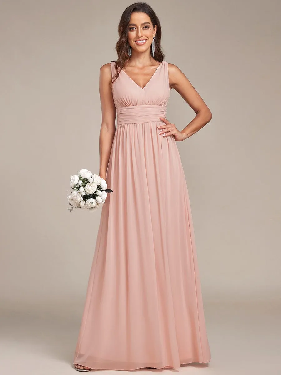 Chiffon Empire Waist Sleeveless Pleated Bridesmaid Dress