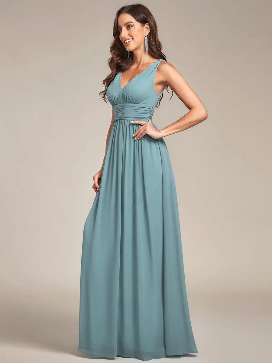 Chiffon Empire Waist Sleeveless Pleated Bridesmaid Dress