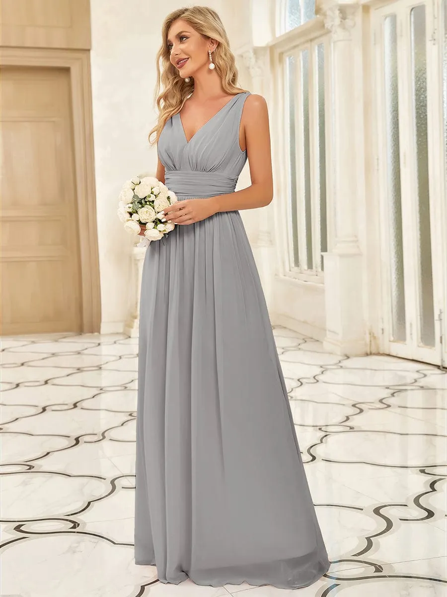 Chiffon Empire Waist Sleeveless Pleated Bridesmaid Dress