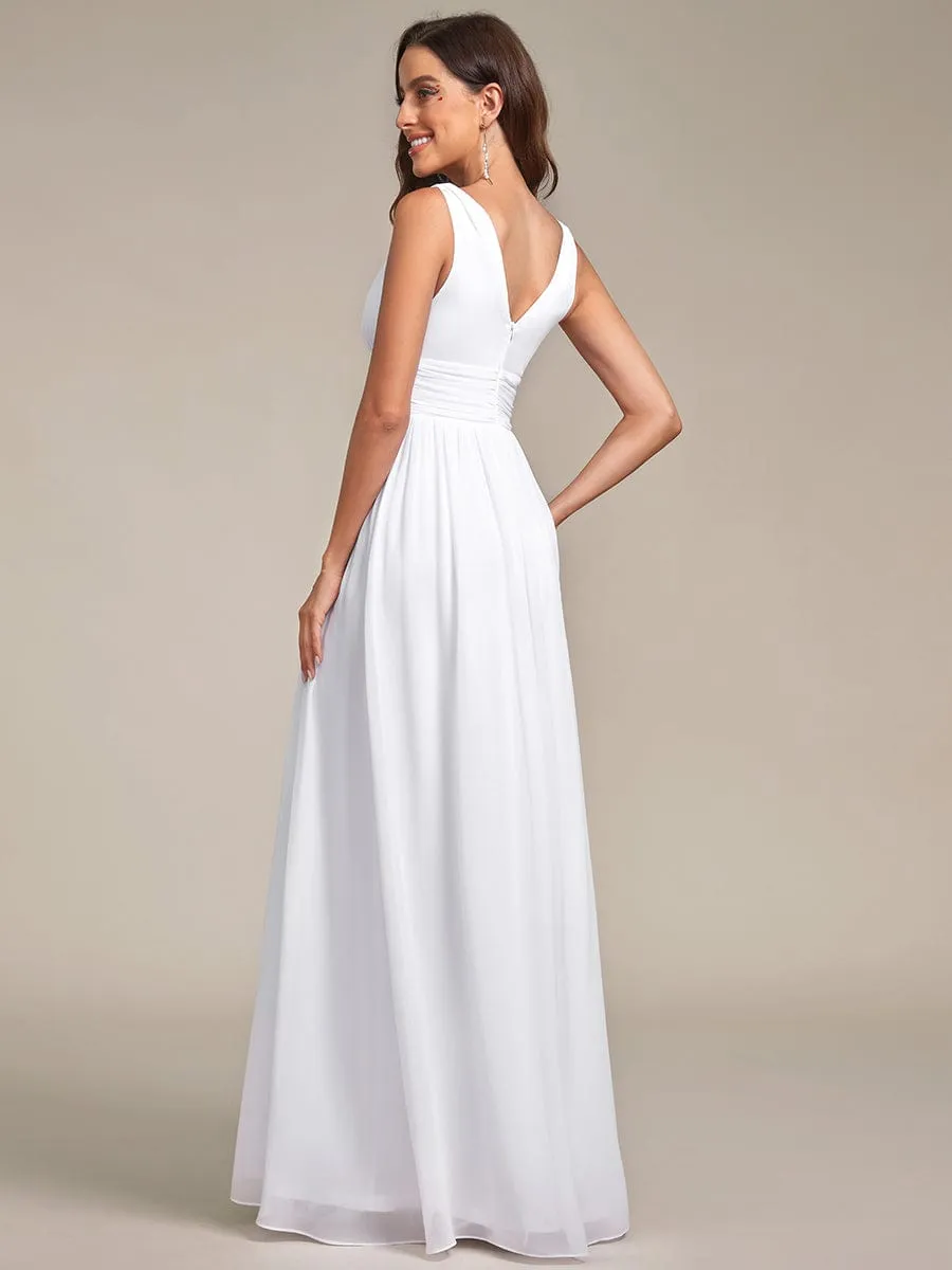 Chiffon Empire Waist Sleeveless Pleated Bridesmaid Dress