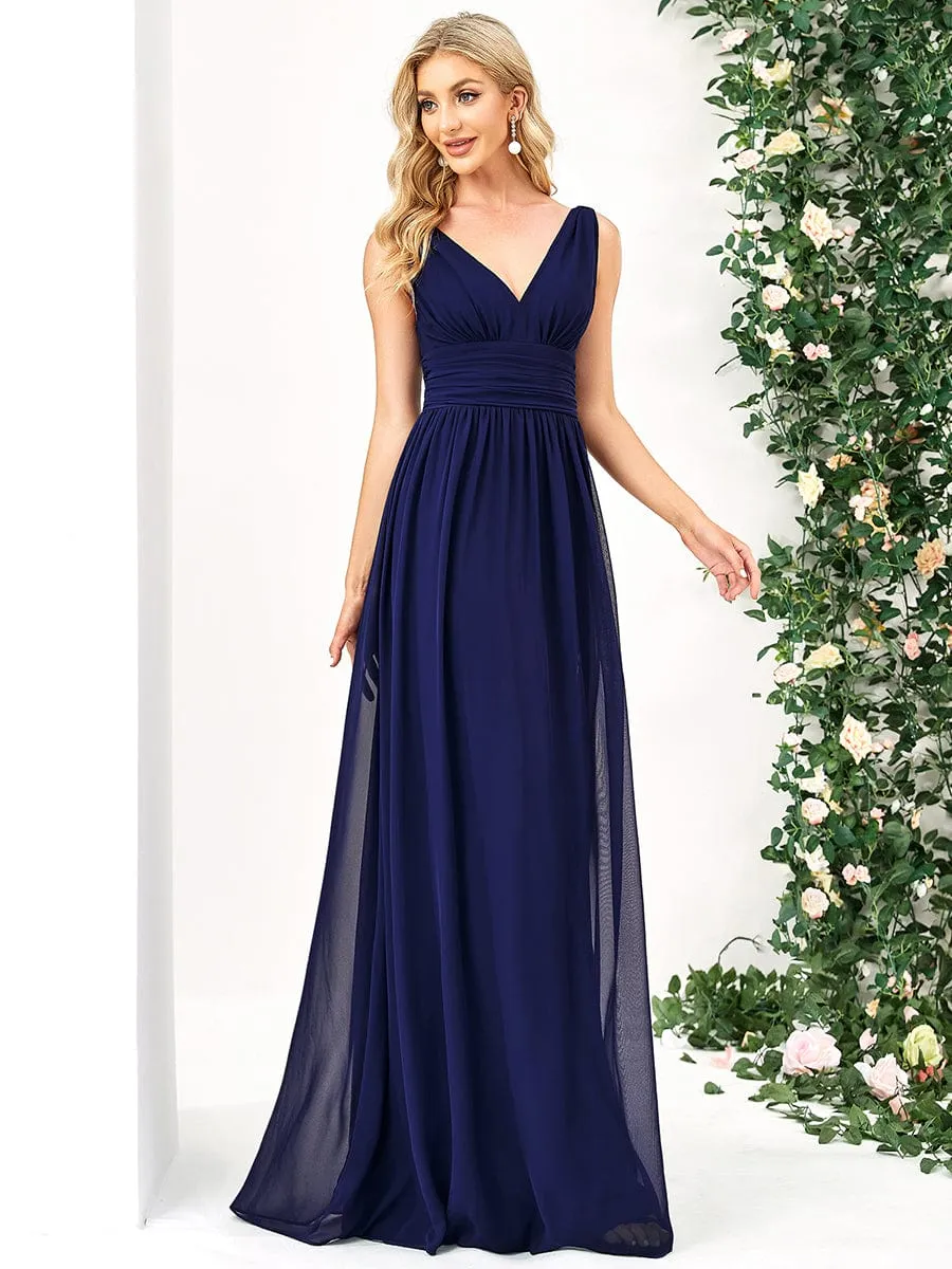 Chiffon Empire Waist Sleeveless Pleated Bridesmaid Dress