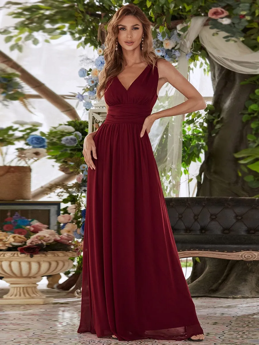 Chiffon Empire Waist Sleeveless Pleated Bridesmaid Dress