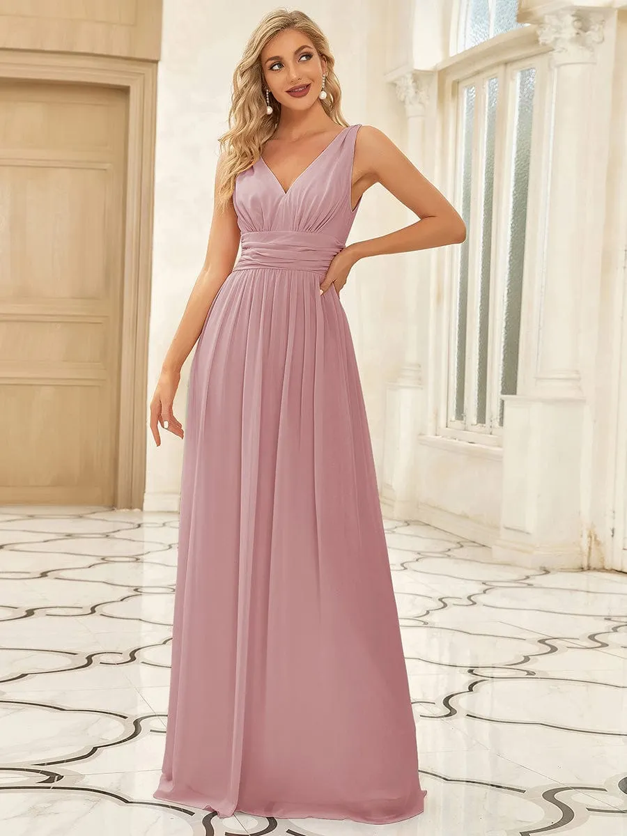 Chiffon Empire Waist Sleeveless Pleated Bridesmaid Dress