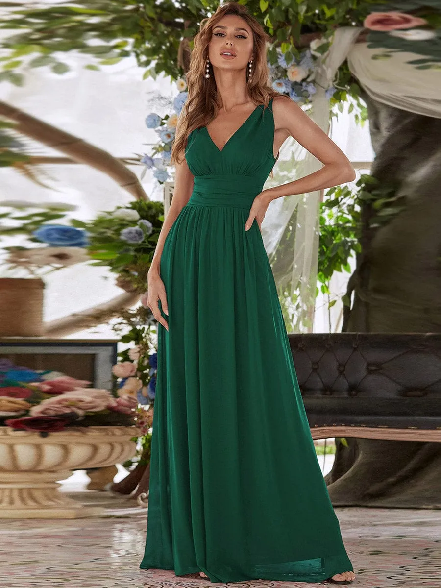 Chiffon Empire Waist Sleeveless Pleated Bridesmaid Dress