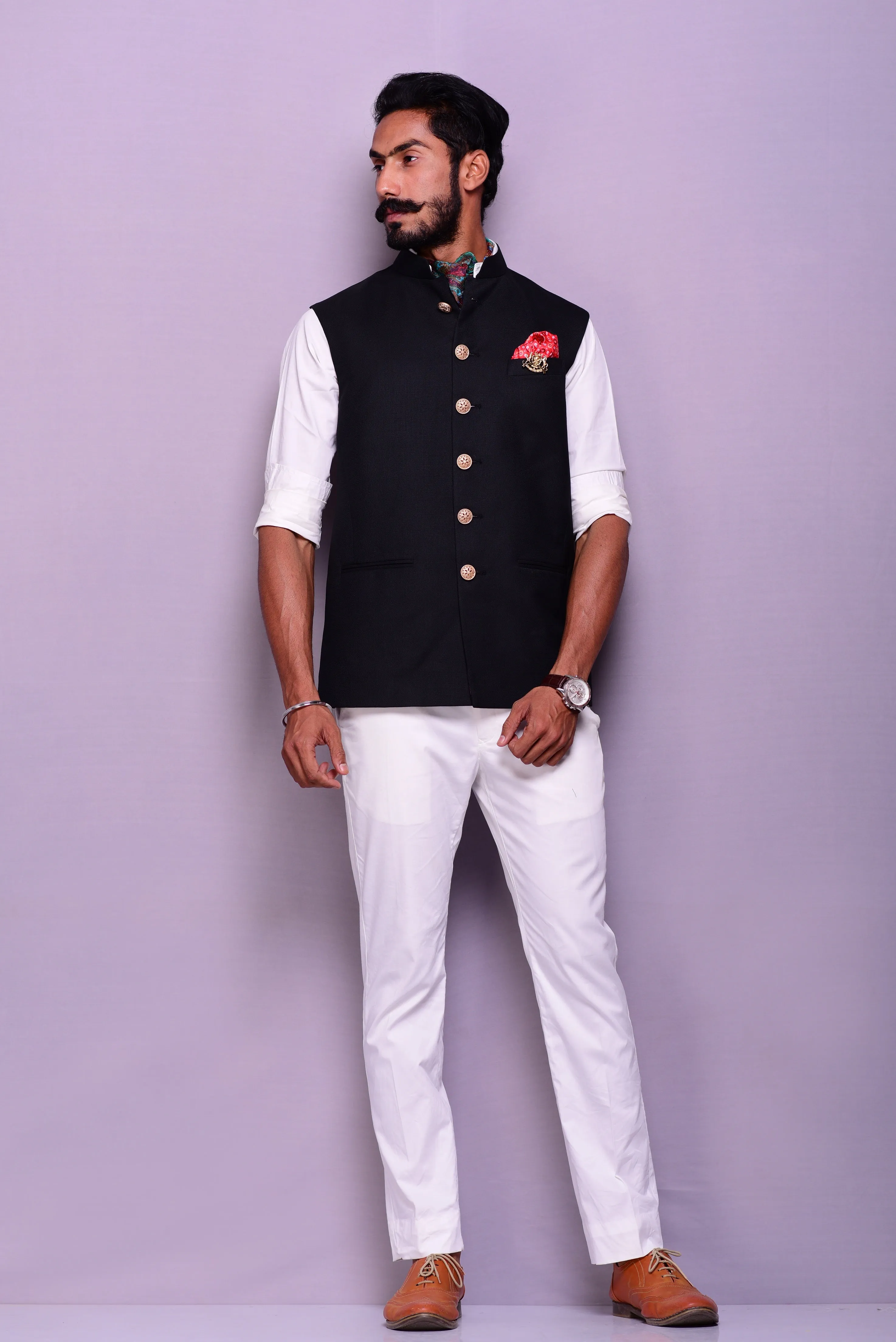 Classic Black Solid Nehru Jacket