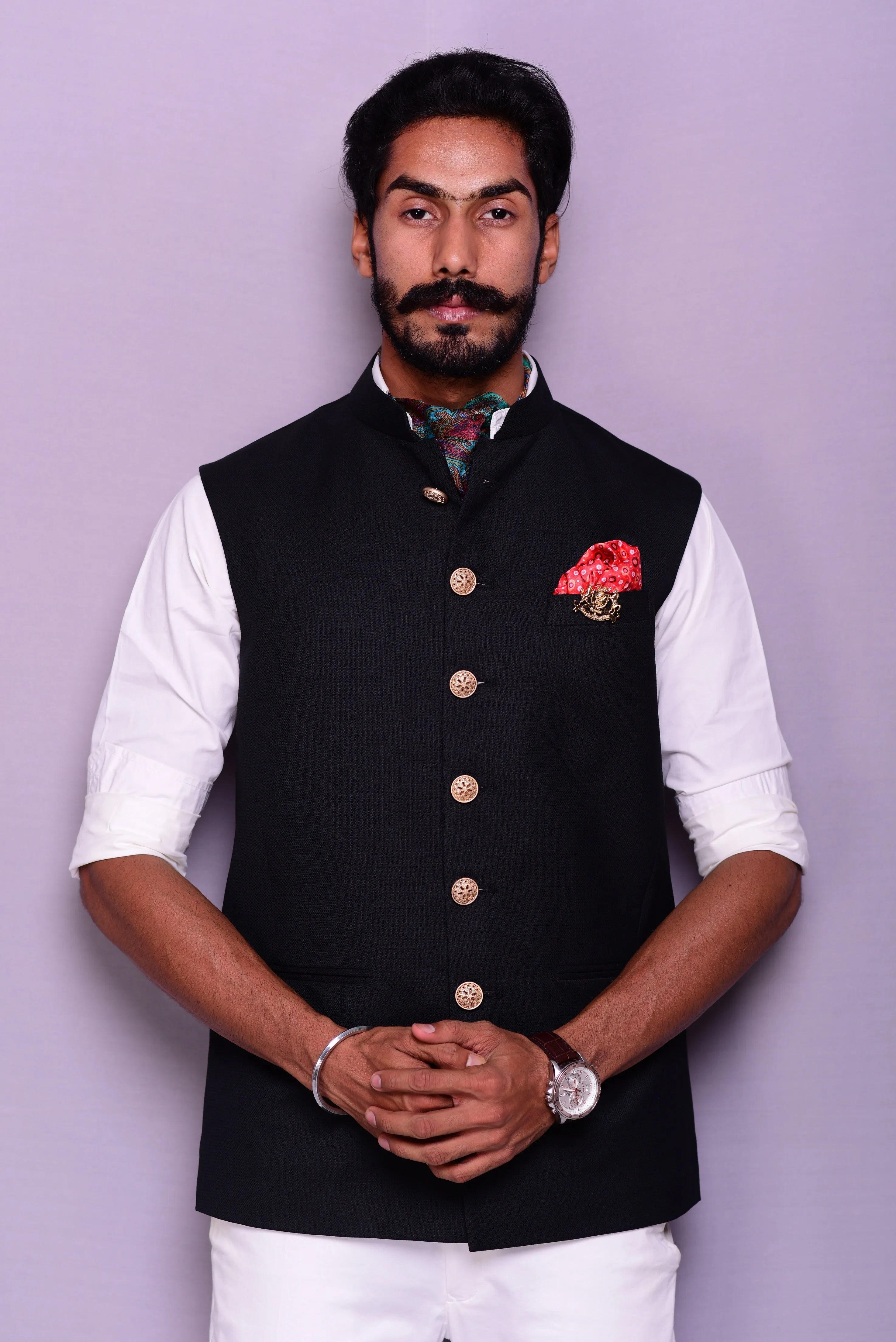 Classic Black Solid Nehru Jacket