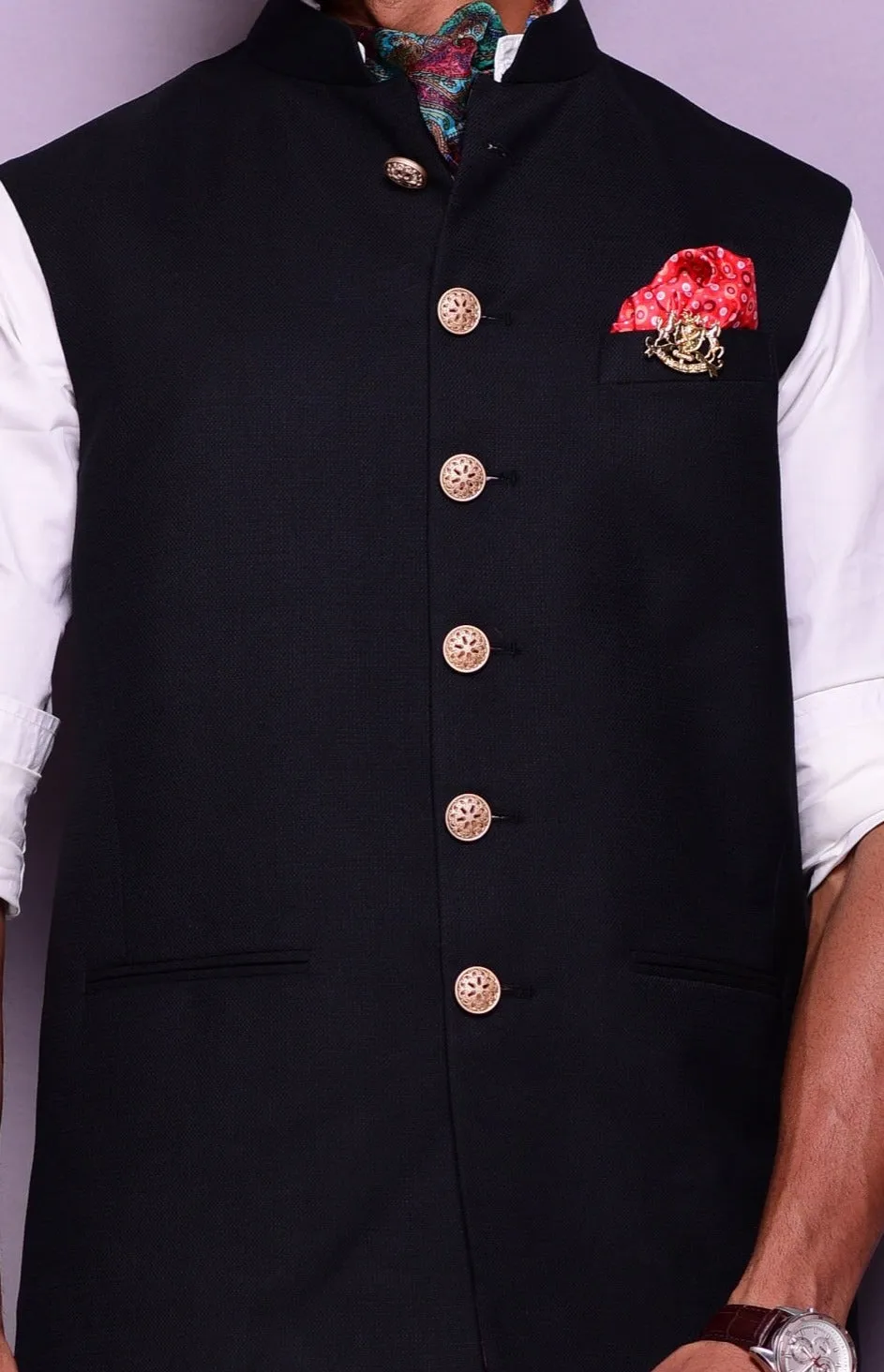 Classic Black Solid Nehru Jacket