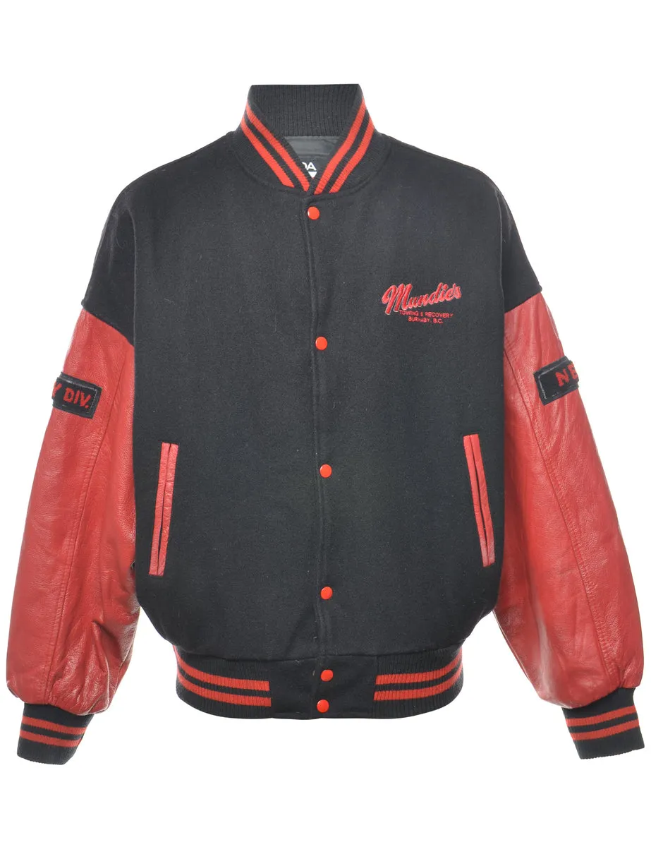 Classic Red & Black Canada Varsity Jacket - L