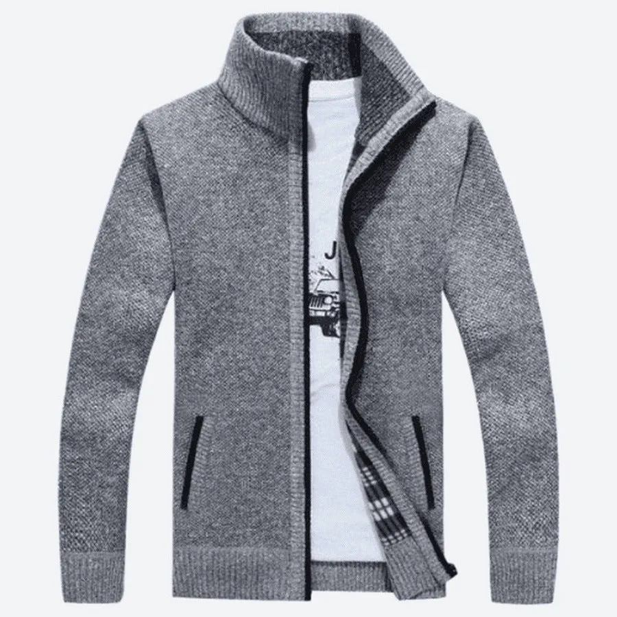 Classic Zippered Wool Blend Knit Jackets