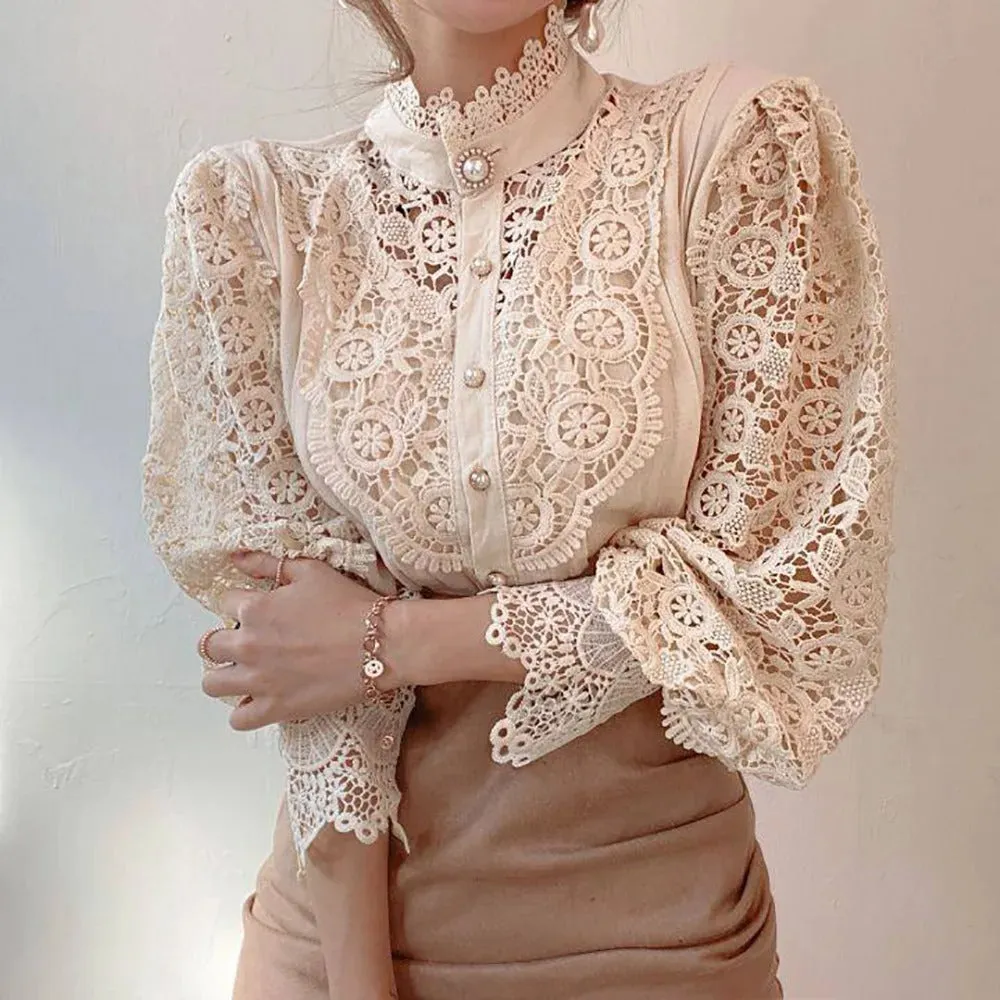 Coraline - Sexy Long-Sleeve Lace Blouse for Women