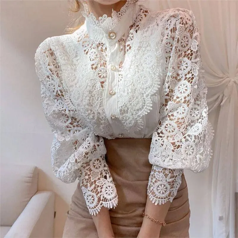 Coraline - Sexy Long-Sleeve Lace Blouse for Women