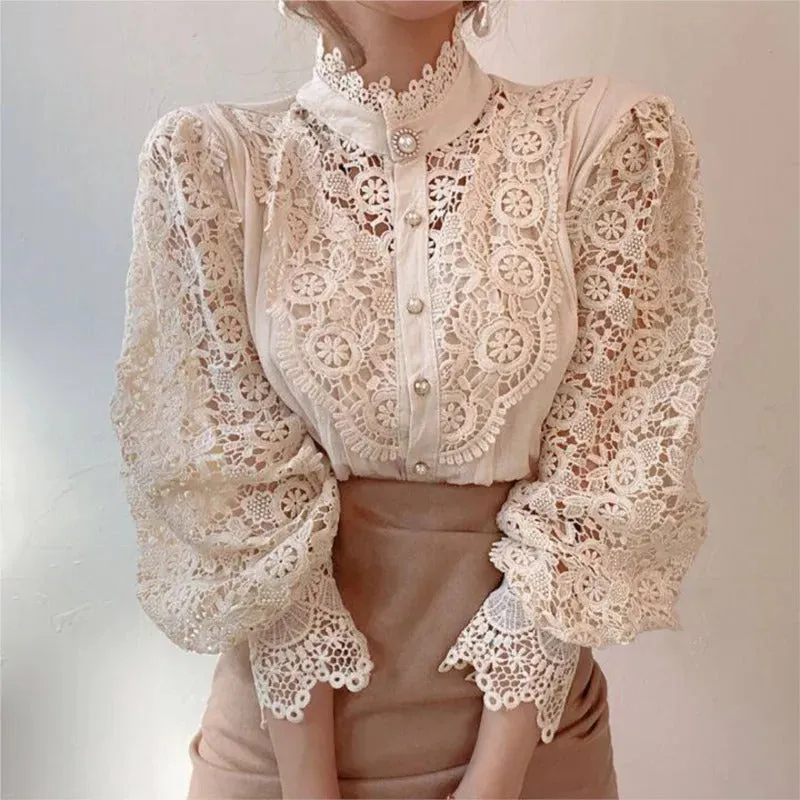 Coraline - Sexy Long-Sleeve Lace Blouse for Women