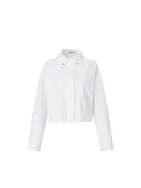 Cropped Mandarin Collar Shirt