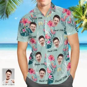 Custom Photo Hawaiian Shirt Personalized Age Name Hawaiian Shirt Gift For Birthday